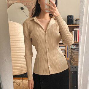 Issey Miyake Pleats Please Button Up Beige JP3